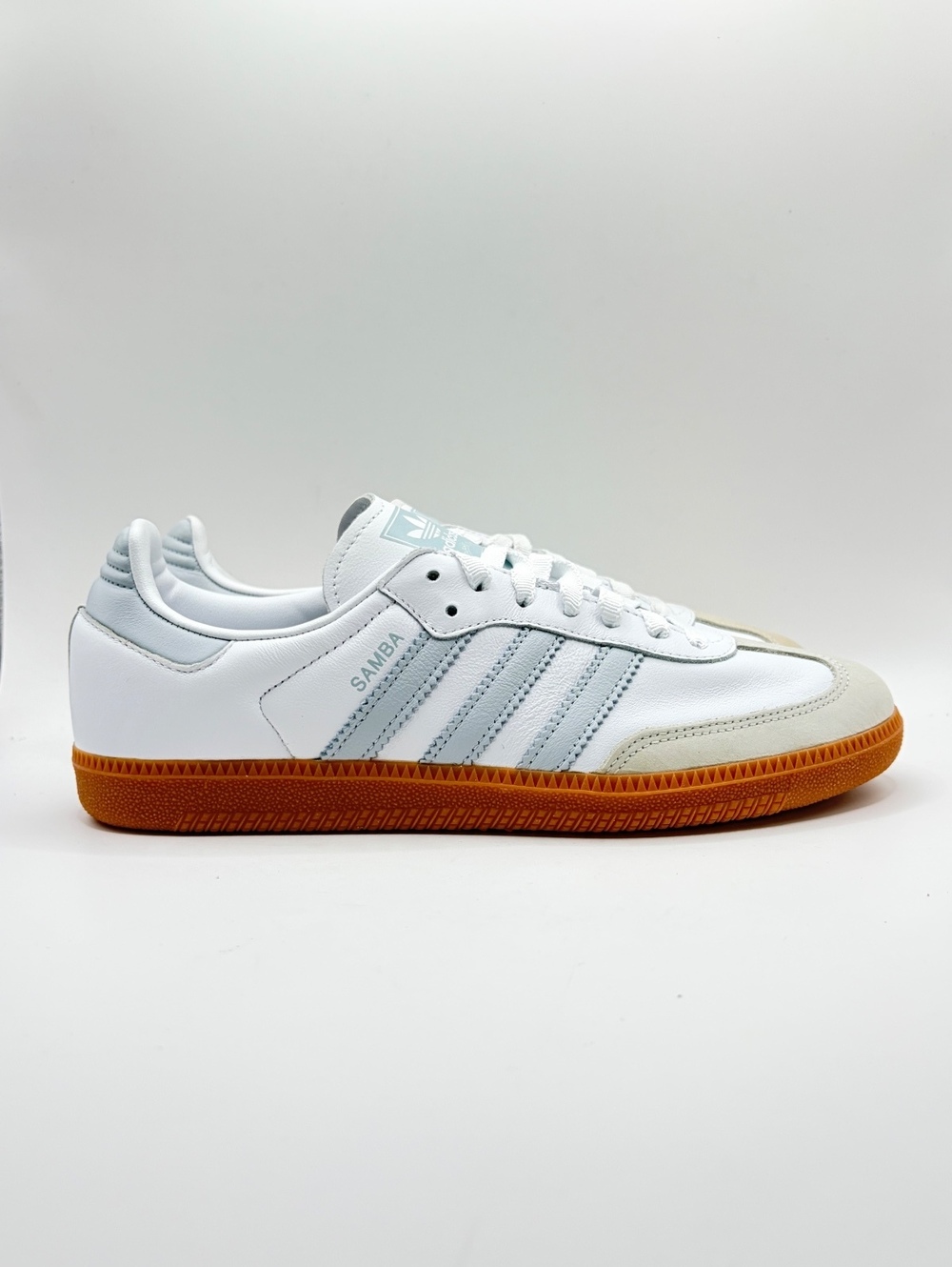 Adidas Samba Classic White Leather Sneakers with Gum Sole, Size 9.5 Womens